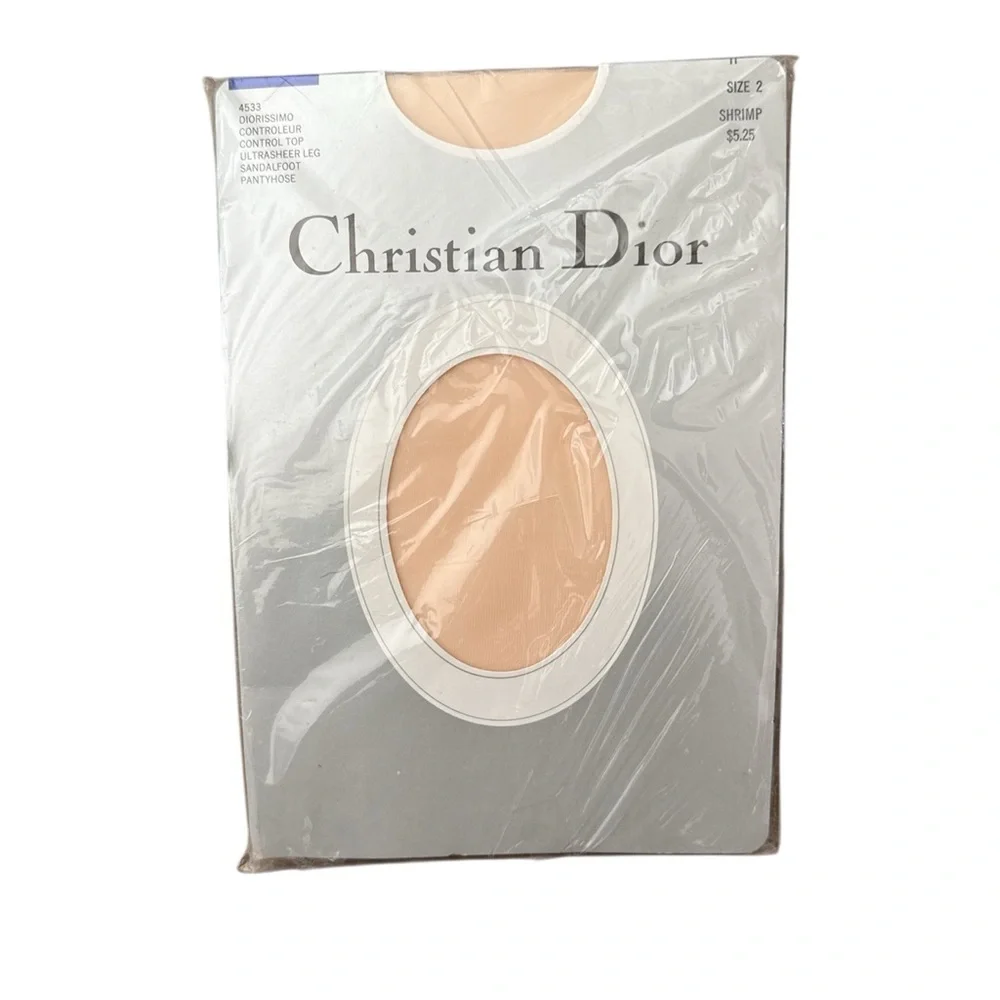 Christian Dior Diorissimo Control Top Sheer Vintage Pantyhose Shrimp Size 2 New